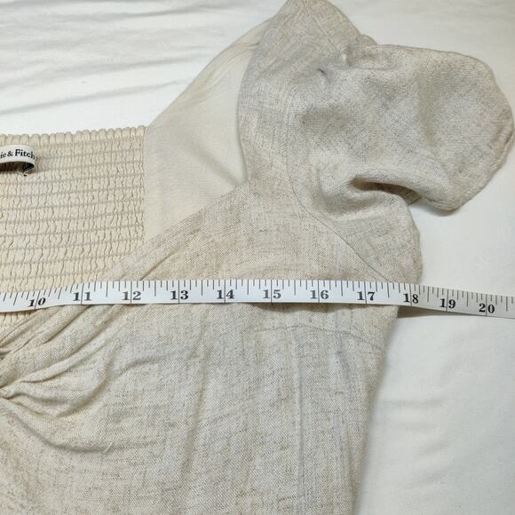 Abercrombie & Fitch Linen Blend Knotted Front Flutter Sleeve Mini Dress Medium - Picture 14 of 16